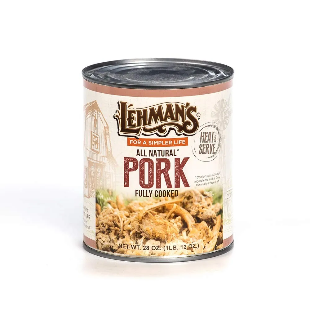 lehmans canned pork meat case