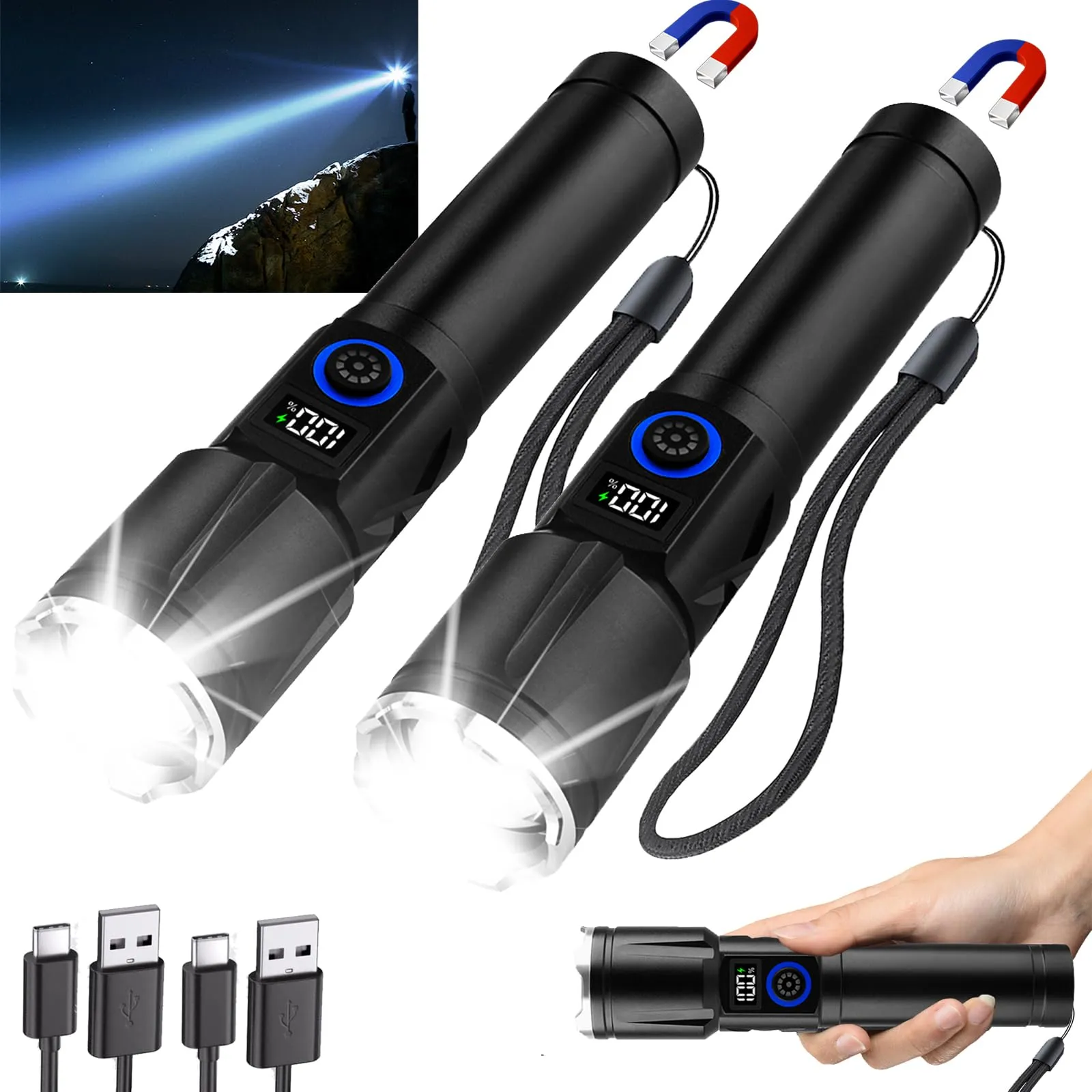 flashlights rechargeable magnetic tactical waterproof