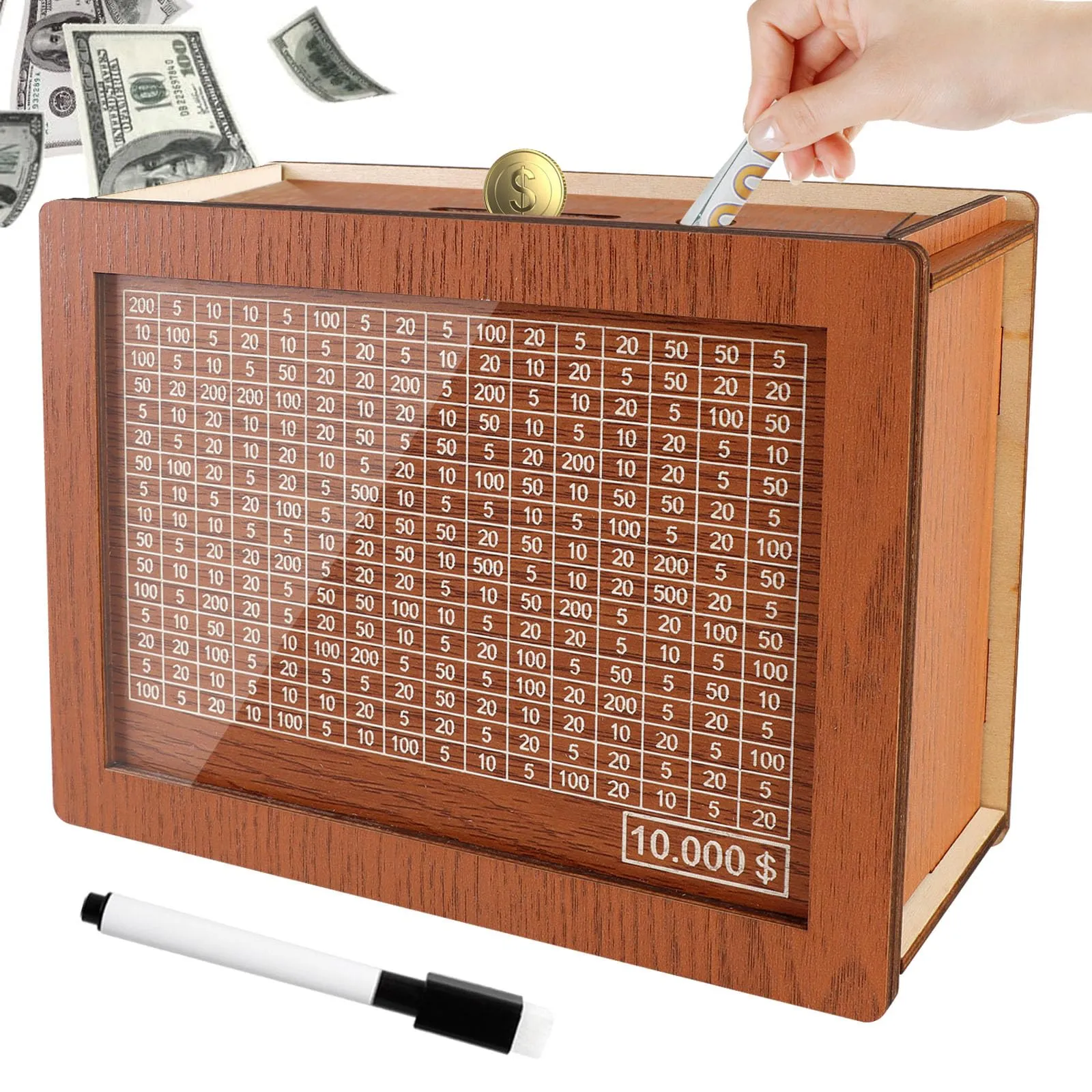 cash vault wooden savings box